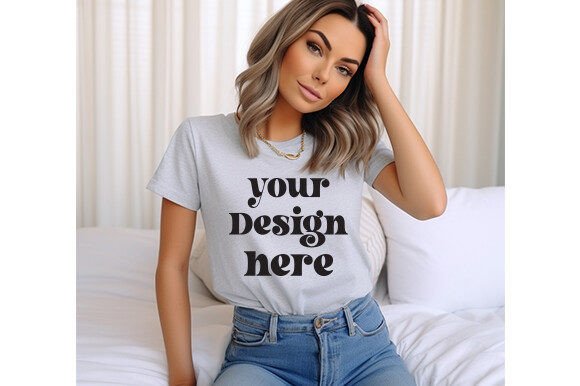 Bella Canvas 3001 Ashgrey Mockup for Graphics & T-Shirts