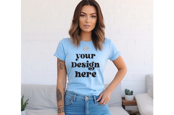 Bella Canvas 3001 Babyblue Mockup: Graphics for T-Shirts