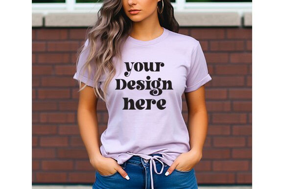 Bella Canvas 3001 Heather-Orchid Mockup for Graphics & T-Shirts