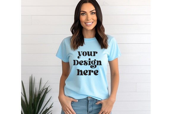 Bella Canvas 3001 Light-Blue Mockup: Graphics for T-Shirts