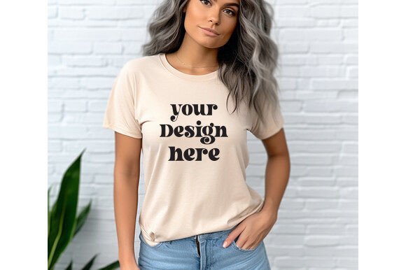 Bella Canvas 3001 Sand.Dune Mockup for T-Shirts & Graphics