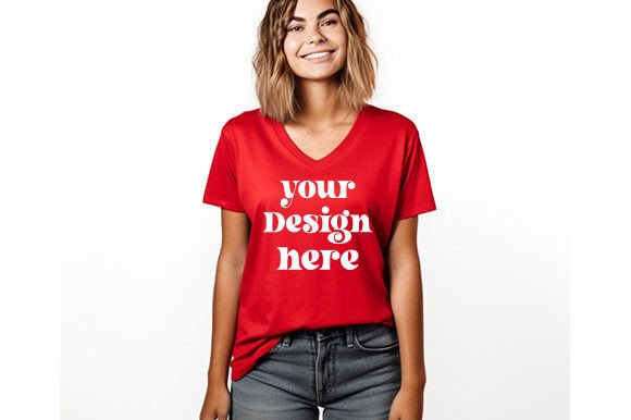 Bella Canvas 3005 Red Shirt Mockup: Graphics & T-Shirts