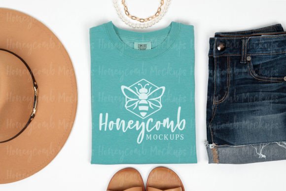 Comfort Colors 1717 Seafoam Mockup for Graphics & T-Shirts