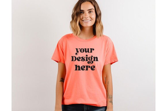 Comfort Colors C1717 BrightSalmon Mockup Graphics & T-Shirts