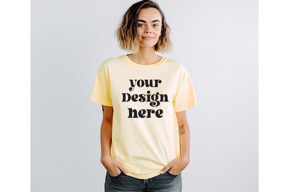 Comfort Colors C1717 Butter Mockup for T-Shirts & Graphics