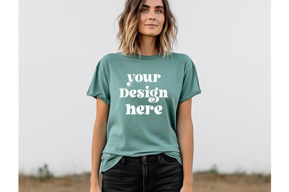 Comfort Colors C1717 Emerald Mockup for Graphics & T-Shirts
