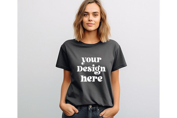 Comfort Colors C1717 Graphite Mockup for T-Shirts and Graphics