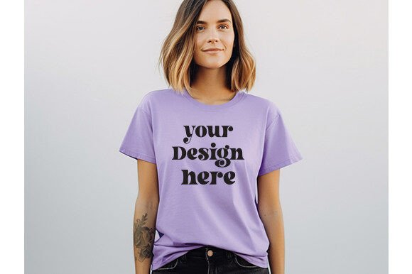 Comfort Colors C1717 Violet Mockup: Graphics for T-Shirts