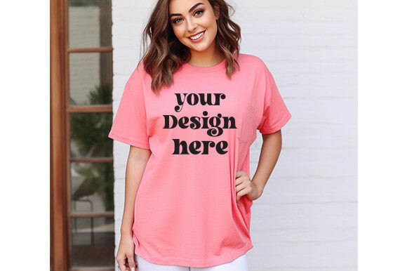 Comfort Colors C1717 Water-Melon Mockup: Graphics for T-Shirts