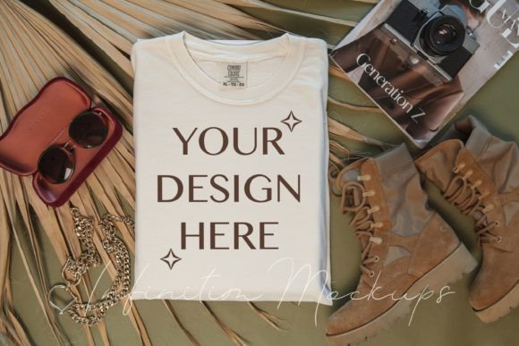 Folded Comfort Colors 1717 Mockup Ivory Graphics & T-Shirts
