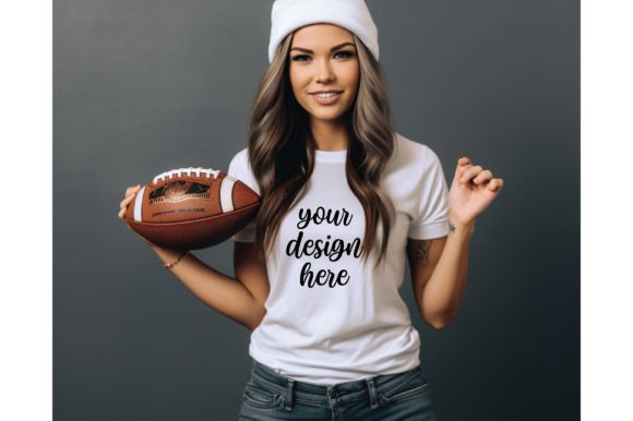 Football White T-shirt Mockup 7: Graphics for T-Shirts