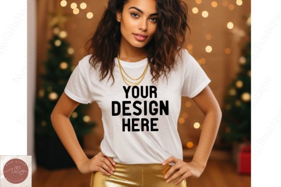 Gildan 18000 New Years White Mockup for T-Shirts Graphics