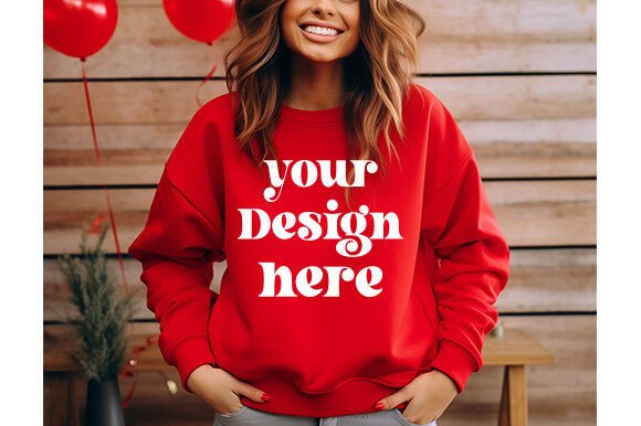 Gildan 18000 Red Mockup: Graphics for Hoodies Sweatshirts