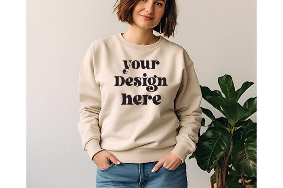 Gildan 18000 Sand Mockup for Hoodies Sweatshirts Graphics