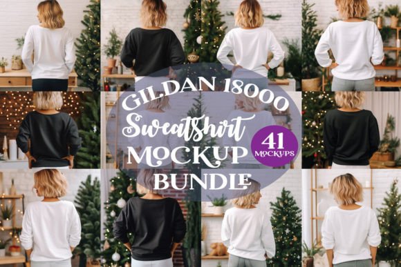 Gildan 18000 Sweatshirt Mockup Bundle Graphics