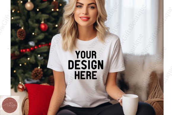 Gildan 18000 White Christmas Mockup for Graphics & T-Shirts