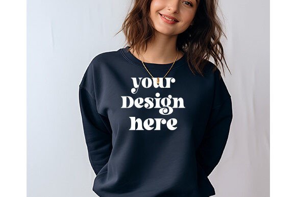 Gildan 18000 Women Navy Mockup: Graphics for Hoodies Sweatshirts