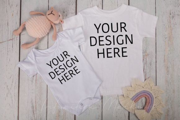 Kids Tshirt Mockup Baby Bodysuit Graphics for T-Shirts