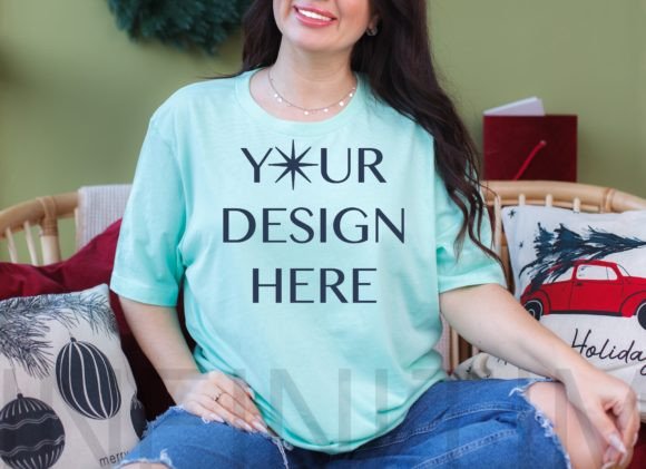 Mint Bella Canvas 3001 Christmas Mockup: Graphics & T-Shirts