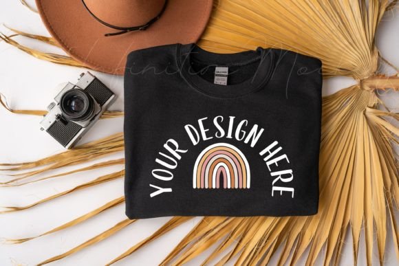 Mockup Sweatshirt Black Gildan 18000 Graphics