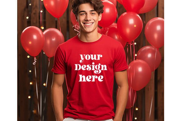 New Year's Male Red Mockup for Graphics & T-Shirts