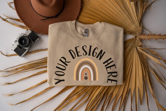 Sand Gildan 18000 Mockup: Essential Graphics for Hoodies Sweatshirts